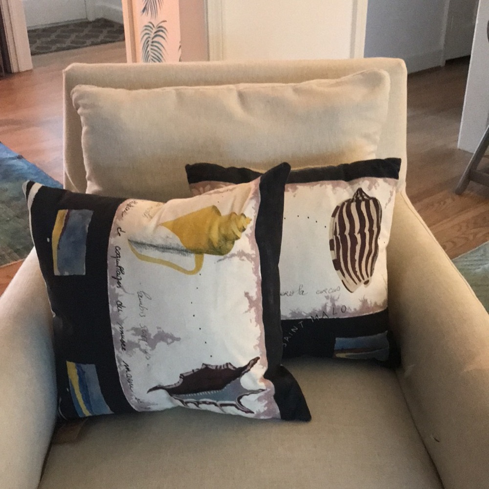 New pair 2 Etsy set lot bundle Beach shell seashell throw pillows